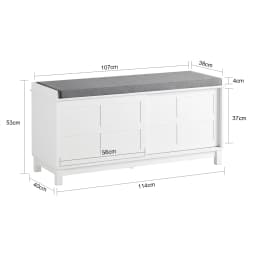 SoBuy FSR86-W storage bench with upholstered cushion, low cabinet, entryway, shoe chest of drawers, with 2 sliding doors