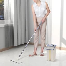 360° Floor Washer Cleaner Wiper Set Mop Bucket Cleaner +10* Cleaning Microfiber Pad Multifunctional Comfortable Flat Mop