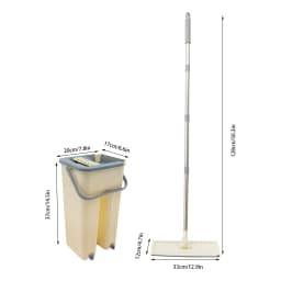 360° Floor Washer Cleaner Wiper Set Mop Bucket Cleaner +10* Cleaning Microfiber Pad Multifunctional Comfortable Flat Mop