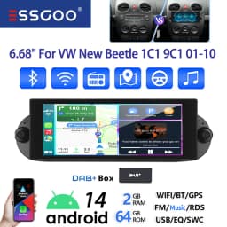 ESSGOO 64G 7" Android 14 Car Stereo Radio For VW Beetle 01-10 Carplay Android Auto GPS Navi FM WiFi BT SWC Mirror Link Head Unit