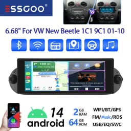 ESSGOO 64G 7" Android 14 Car Stereo Radio For VW Beetle 01-10 Carplay Android Auto GPS Navi FM WiFi BT SWC Mirror Link Head Unit