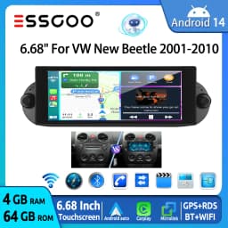 ESSGOO 64G 7" Android 14 Car Stereo Radio For VW Beetle 01-10 Carplay Android Auto GPS Navi FM WiFi BT SWC Mirror Link Head Unit