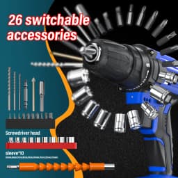 21V Cordless Power Drill, Cordless Screwdriver Drill Set 45Nm Power, 25+1 Torque, 2 Speed, 2PC 1.5Ah battery, BLUE