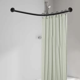 Shower Curtain Rail L Shape No Drilling Shower Rail Corner Bathtub Stainless Steel Telescopic Rod with Shower Curtain Rings