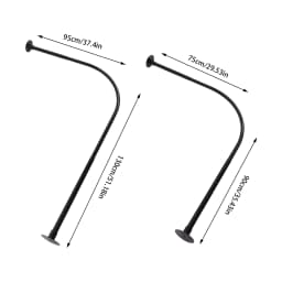 Shower Curtain Rail L Shape No Drilling Shower Rail Corner Bathtub Stainless Steel Telescopic Rod with Shower Curtain Rings