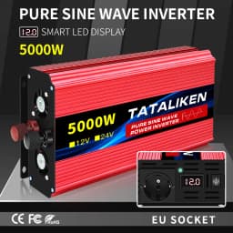 EU Socket 12V To AC 220V 50HZ Pure Sine Wave Inverter Car Power 1600W/6000W/10000W Voltage Portable Converter with LED