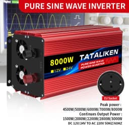 EU Socket 12V To AC 220V 50HZ Pure Sine Wave Inverter Car Power 1600W/6000W/10000W Voltage Portable Converter with LED