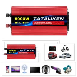 EU Socket 12V To AC 220V 50HZ Pure Sine Wave Inverter Car Power 1600W/6000W/10000W Voltage Portable Converter with LED