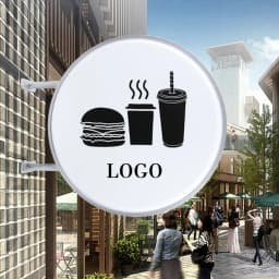 24 Inch LED Double-sided Round Light Box Advertising Light Box Circular Flat 60cm IP65 for Restaurants, Takeaways, Shops,Etc.