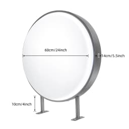24 Inch LED Double-sided Round Light Box Advertising Light Box Circular Flat 60cm IP65 for Restaurants, Takeaways, Shops,Etc.