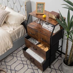 Chest of Drawers with 4 Drawers, Sideboard with 4 Foldable Fabric Drawers & Metal Frame, for Living Room,Bedroom,60 x 39 x 96 cm