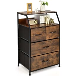 Chest of Drawers with 4 Drawers, Sideboard with 4 Foldable Fabric Drawers & Metal Frame, for Living Room,Bedroom,60 x 39 x 96 cm