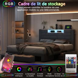Lazyspace Velvet Double Bed with 3 Storage Drawers,140/160x200cm, Headboard with LED and Charging Port, Wooden Slat Frame