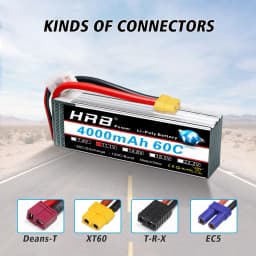 HRB 3S 4000mah Lipo Battery 11.1V 4000mah RC Battery 60C With XT60 Connector for RC Car Truck Monster RC Airplane FPV Drone Boat