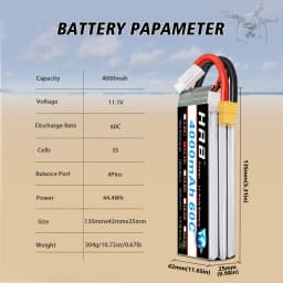 HRB 3S 4000mah Lipo Battery 11.1V 4000mah RC Battery 60C With XT60 Connector for RC Car Truck Monster RC Airplane FPV Drone Boat