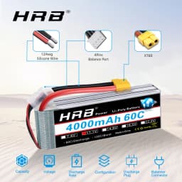 HRB 3S 4000mah Lipo Battery 11.1V 4000mah RC Battery 60C With XT60 Connector for RC Car Truck Monster RC Airplane FPV Drone Boat