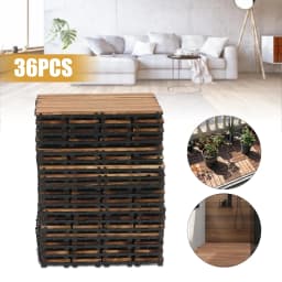 36pcs Acacia Wood Deck Tiles Mosaic Acacia Wood Decking Tiles Hardwood Decking Tiles for Garden Lawn Backyard Brown 30x30 cm