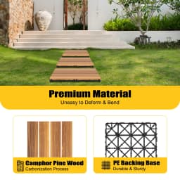 36pcs Acacia Wood Deck Tiles Mosaic Acacia Wood Decking Tiles Hardwood Decking Tiles for Garden Lawn Backyard Brown 30x30 cm