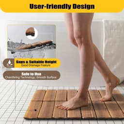 36pcs Acacia Wood Deck Tiles Mosaic Acacia Wood Decking Tiles Hardwood Decking Tiles for Garden Lawn Backyard Brown 30x30 cm