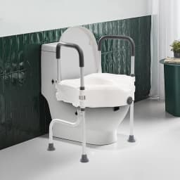 White Elderly Aluminum Alloy Toilet Height Pad With Armrest Toilet Seat Raiser & Safety Frames for Elder Suitable For Disabled