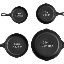 Cast Iron Cookware 4pcs Set,uncoated Chefs Pan Pre-Seasoned Frying Pans Safe Rust-Resistant Even Heat Distribution 14/16/20/26cm