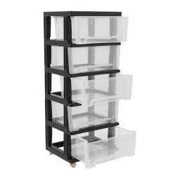 15.7*13inch 5 Plastic Drawer Storage Black Organizer Drawer Cart Durable Floor Mount Stylish for Organizing Book Drawing
