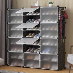 Shoe Cabinet Shelf Made of Plastic with Plastic Door, 24 Cubic Meters, 8 Levels and 12 Doors, 120*30*120 cm