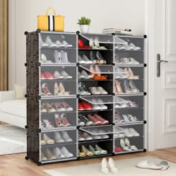 Shoe Cabinet Shelf Made of Plastic with Plastic Door, 24 Cubic Meters, 8 Levels and 12 Doors, 120*30*120 cm