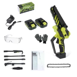 Drillpro 2-IN-1 Cordless Saw Brushless Motor Tree Trimmer 6 Inch Chainsaw with Telescopic Extension Pole for Power Tools