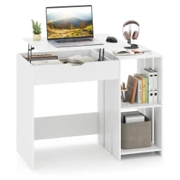Desk with Liftable Top, Small Computer Desk, Extendable Children's Desk with 2 Open Compartments, Modern Office Table, PC Table