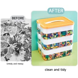 3 Layers Building Blocks Toys Storage Box for Lids Brick Shaped Plastic Kids Bin Child Toy Containers Sundries Stackable
