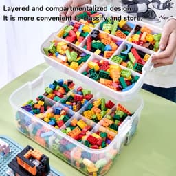 3 Layers Building Blocks Toys Storage Box for Lids Brick Shaped Plastic Kids Bin Child Toy Containers Sundries Stackable