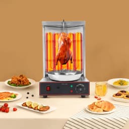 3000W Electric Shawarma Grill Machine Stainless Steel 2 Heating Tubes 360° Automatic Rotating Design