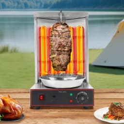 3000W Electric Shawarma Grill Machine Stainless Steel 2 Heating Tubes 360° Automatic Rotating Design