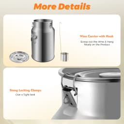 Milk Jug Leak-Proof Lid 201 Stainless Steel Milk Jug Transport Jug Stainless Steel Container with Silicone Seal (18L)