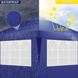 3x6m Folding Pavilion Waterproof Stable Party Tent with 6 Side Panels Pop-up Garden Canopy 3 Height Adjustable for Beach,Wedding