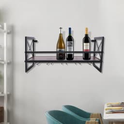 Bar Wine Shelf Wall-Mounted Decor Iron Wine Rack Bottle Champagne Glass Holder Shelves Bar Home Party