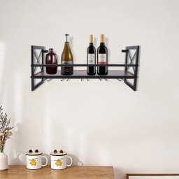 Bar Wine Shelf Wall-Mounted Decor Iron Wine Rack Bottle Champagne Glass Holder Shelves Bar Home Party