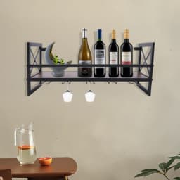 Bar Wine Shelf Wall-Mounted Decor Iron Wine Rack Bottle Champagne Glass Holder Shelves Bar Home Party