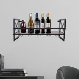 Bar Wine Shelf Wall-Mounted Decor Iron Wine Rack Bottle Champagne Glass Holder Shelves Bar Home Party