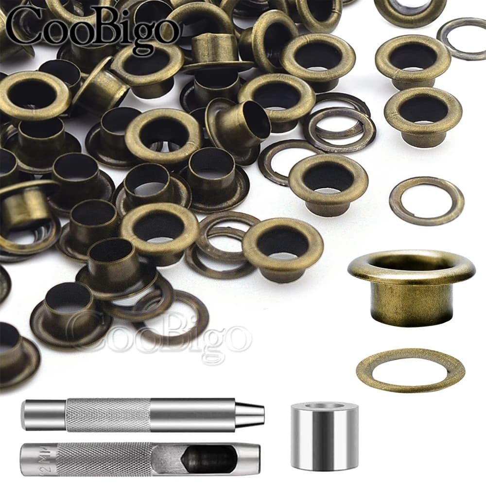200set Metal Grommets Eyelet Grommet Punch Installer Tool Kit for Shoes Belt Bag Garment Leather Craft DIY Bronze 2mm~17mm