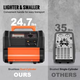 SucceBuy 1HP Refrigerant Recovery Machine Dual Cylinder Portable AC Recovery Machine with 3000rpm Brushless Motor for Automotive