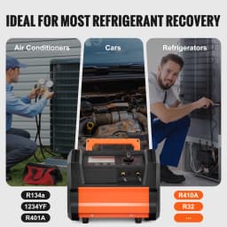SucceBuy 1HP Refrigerant Recovery Machine Dual Cylinder Portable AC Recovery Machine with 3000rpm Brushless Motor for Automotive