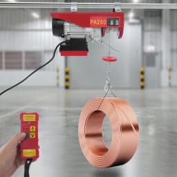 Electric Hoist 550W Electric Winch with Wireless Remote Control 12m Steel Wire and 2 Slings for Lifting Warehouse