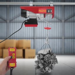 Electric Hoist 550W Electric Winch with Wireless Remote Control 12m Steel Wire and 2 Slings for Lifting Warehouse