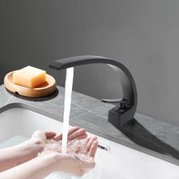 Waterfall Basin Mixer Tap,Bathroom Faucet,Single Lever Modern Simplicity Kitchen Faucet Cold Hot for Bathroom Guest Toilet Black