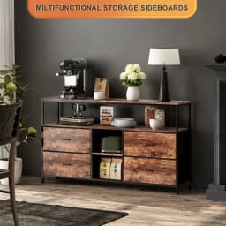 Anajqaqia Vintage TV Cabinet, Upholstered Drawer Unit, Living Room Storage Cabinet with LED Lighting and 4 Storage Drawers