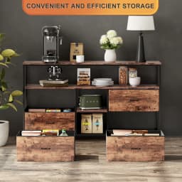 Anajqaqia Vintage TV Cabinet, Upholstered Drawer Unit, Living Room Storage Cabinet with LED Lighting and 4 Storage Drawers