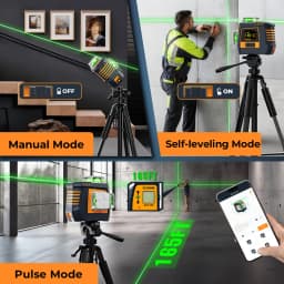 CIGMAN CM-S05 12 Lines Laser Level, Gesture Control, 3 × 360° Green Laser, ±3° Self-Leveling, LCD Real-Time Display, IP54
