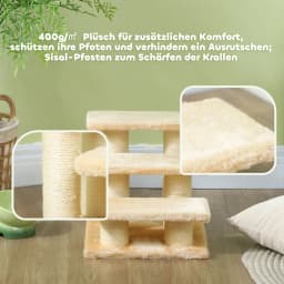 Cat stairs for older cats with arthritis, 11cm step height, pet stairs for dogs and cats, plush, cream color, on-site